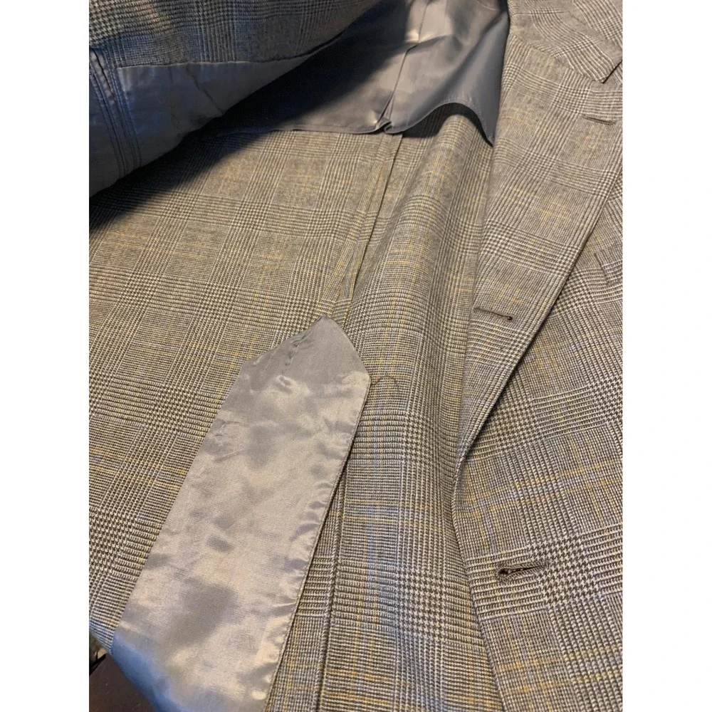 Brooks Brothers Makers Gray‎ Glen Plaid 100% Wool 3-Button Blazer Sport Coat